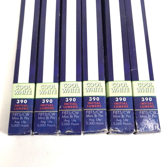 Lot (6) Satco S1904 F8T5/CW 2 Pin 8W T5 5000 Hr Cool White Fluorescent 12" Tube - Picture 2 of 7